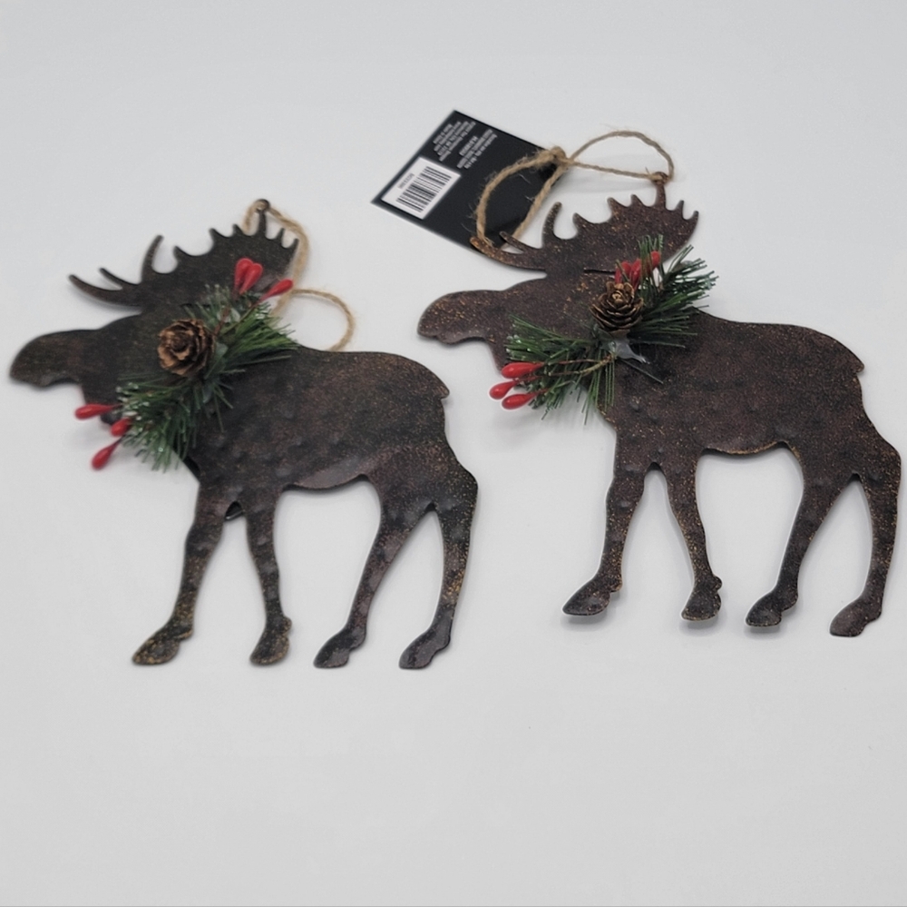 New A Pair of Metal Mousse Christmas Ornaments